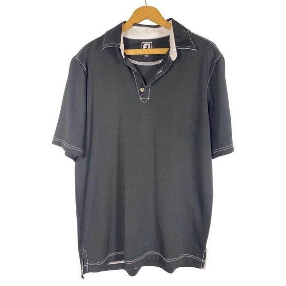 FootJoy Other - Footjoy Large Polo Shirt Black Textured Belmar Golf Club Norman Oklahoma Mens